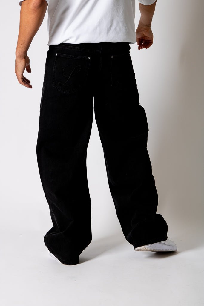Black Fireman Clasp Baggy Jeans - Liquor n Poker