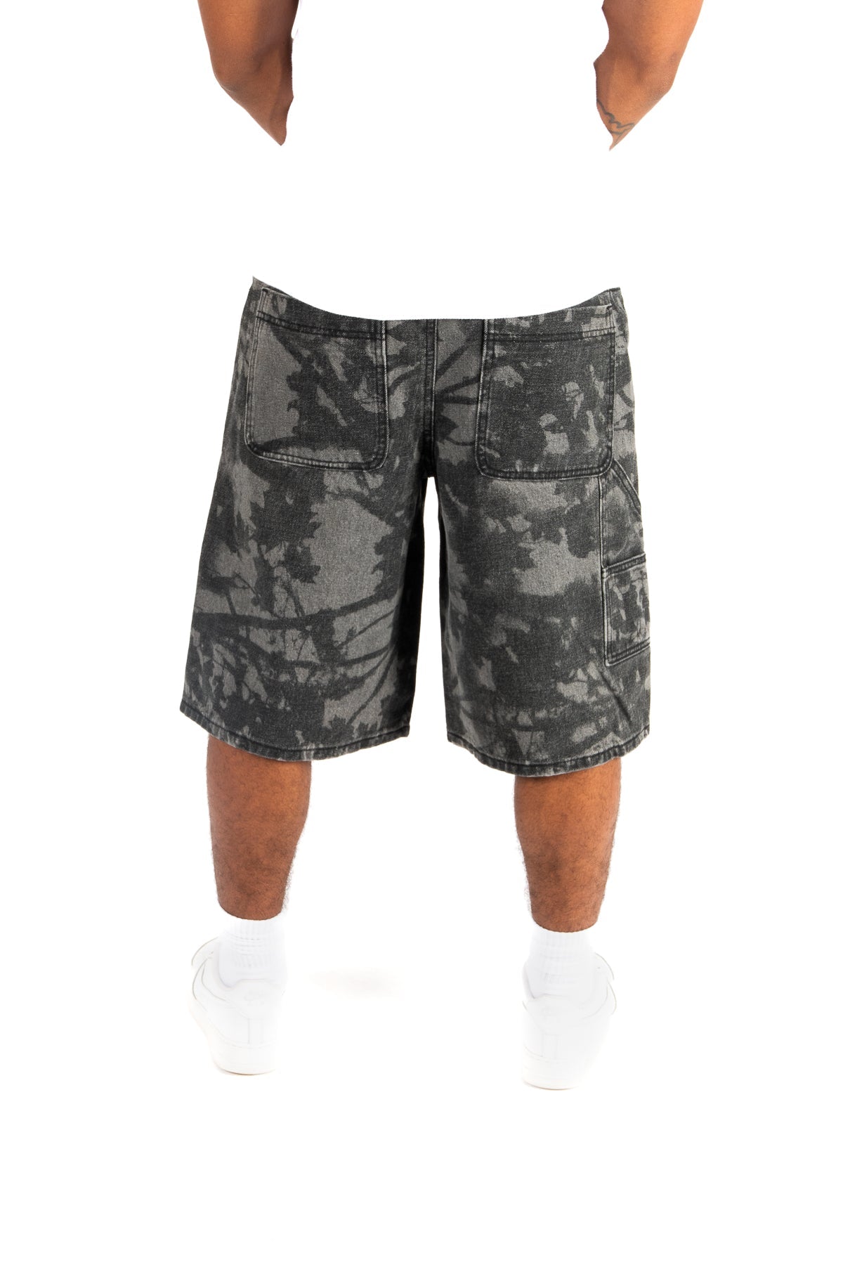 Black Floral Printed Denim Jorts - Liquor n Poker