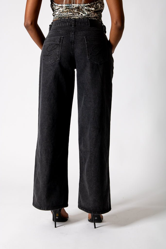 Black Mid Rise Straight Leg Jeans (No Turn Up) - Liquor n Poker