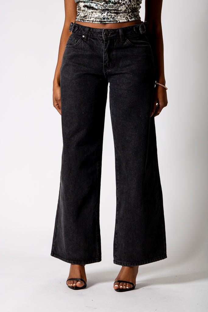 Black Mid Rise Straight Leg Jeans (No Turn Up) - Liquor n Poker