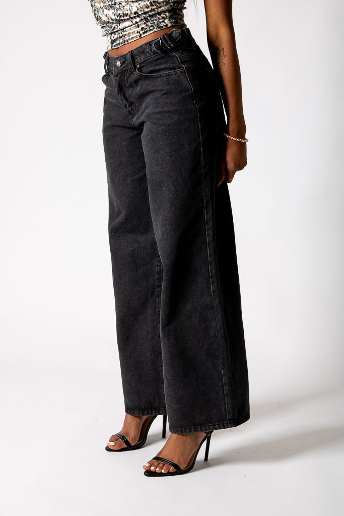 Black Mid Rise Straight Leg Jeans (No Turn Up) - Liquor n Poker