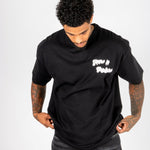 Black Oversized Bird Graphic Back Printed T-Shirt - Liquor n Poker