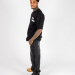 Black Oversized Bird Graphic Back Printed T-Shirt - Liquor n Poker