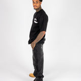 Black Oversized Bird Graphic Back Printed T-Shirt - Liquor n Poker