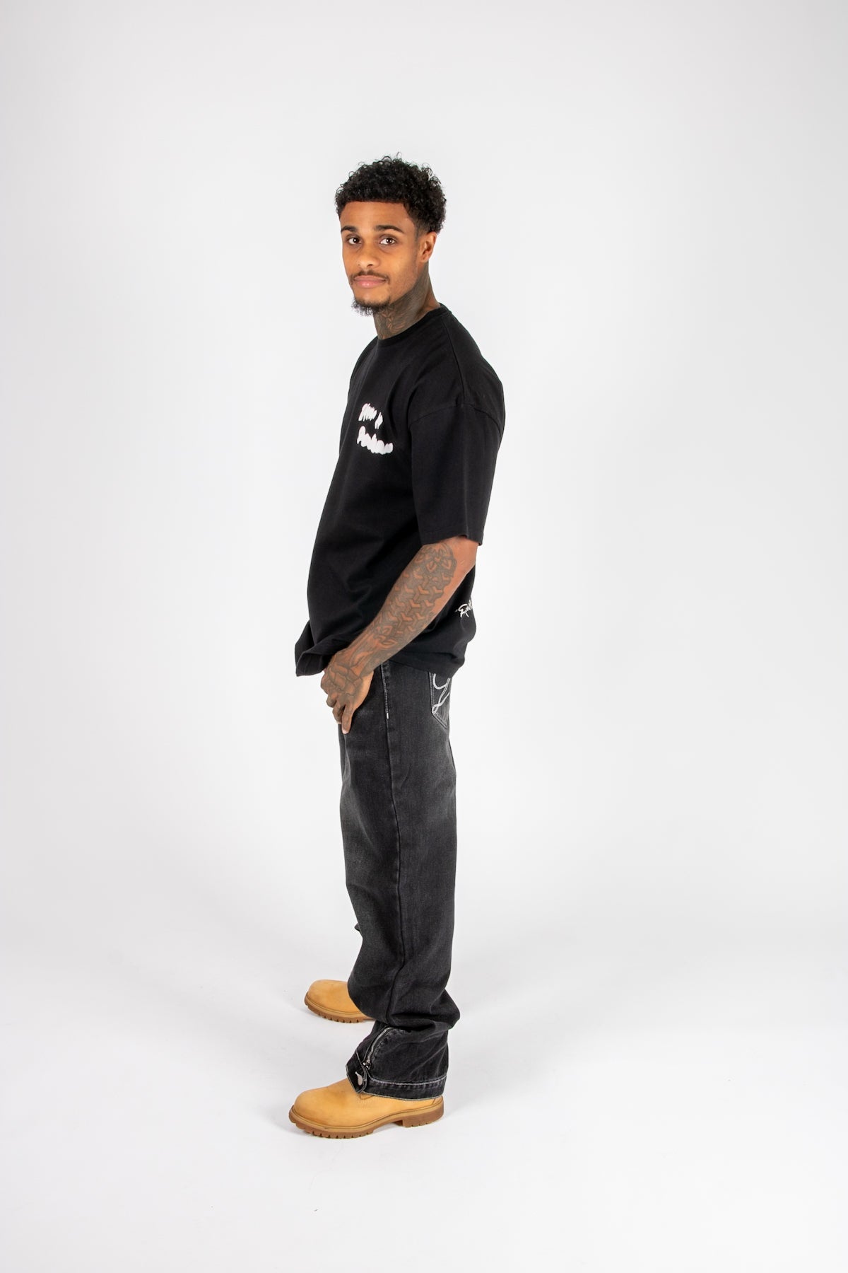 Black Oversized Bird Graphic Back Printed T-Shirt - Liquor n Poker