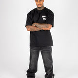 Black Oversized Bird Graphic Back Printed T-Shirt - Liquor n Poker