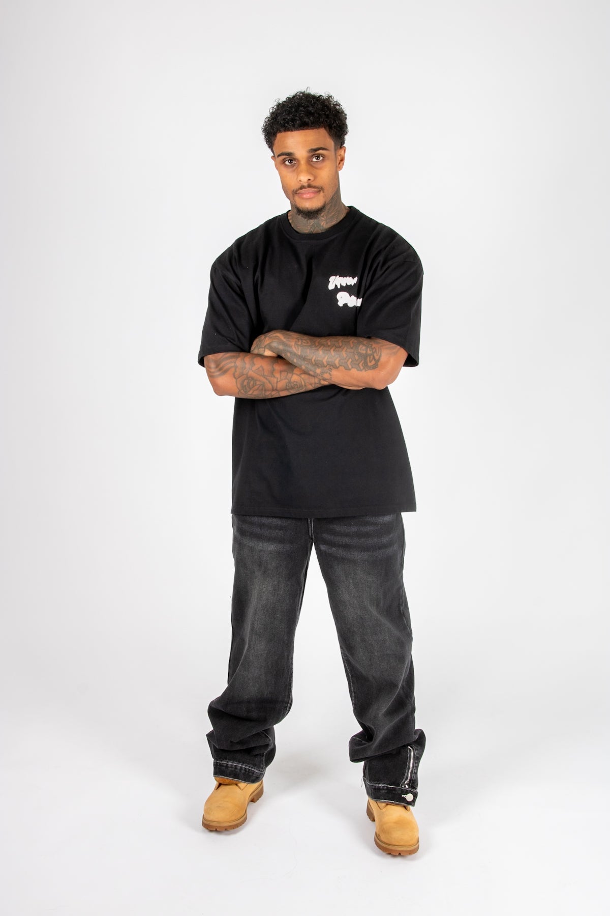 Black Oversized Bird Graphic Back Printed T-Shirt - Liquor n Poker