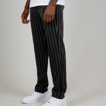Black Pinstripe Straight Leg Trousers - Liquor n Poker