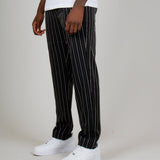 Black Pinstripe Straight Leg Trousers - Liquor n Poker