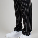 Black Pinstripe Straight Leg Trousers - Liquor n Poker