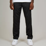 Black Pinstripe Straight Leg Trousers - Liquor n Poker