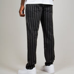 Black Pinstripe Straight Leg Trousers - Liquor n Poker