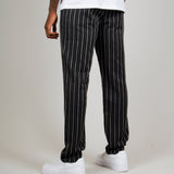 Black Pinstripe Straight Leg Trousers - Liquor n Poker