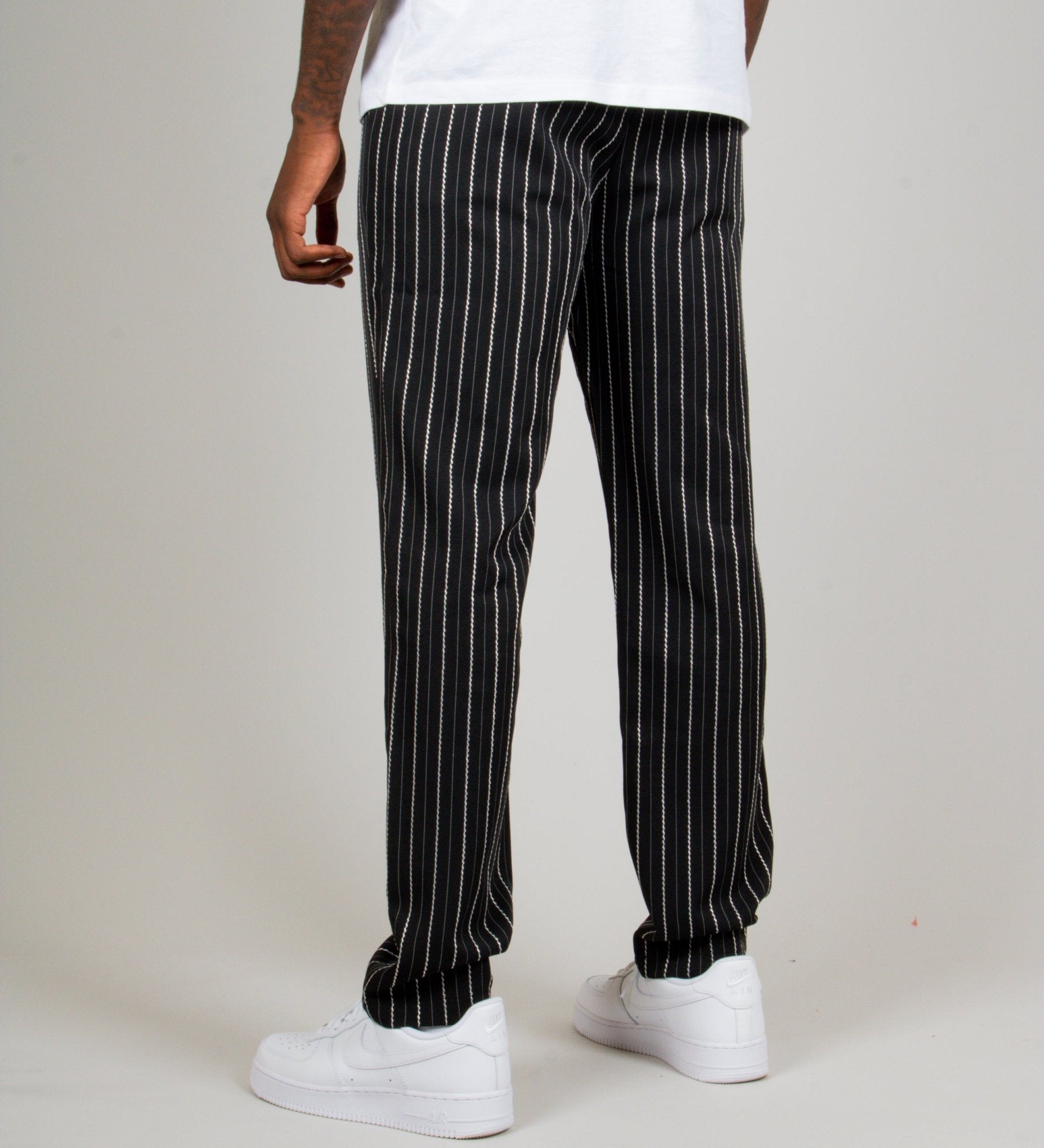 Black Pinstripe Straight Leg Trousers - Liquor n Poker