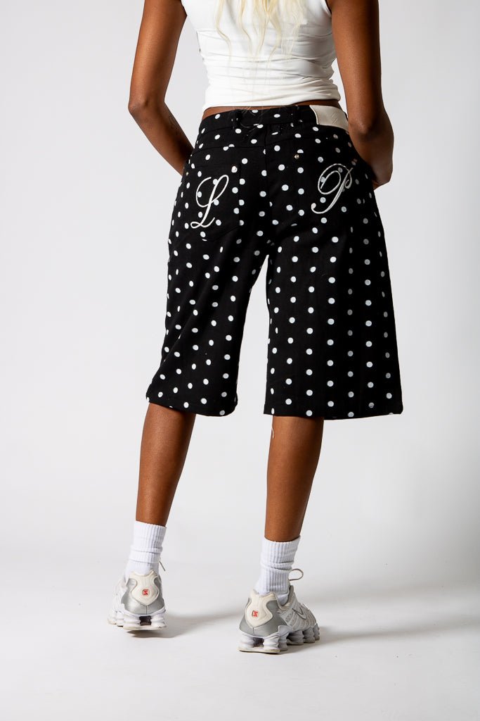 Black Polka Dot Denim Jorts - Liquor n Poker