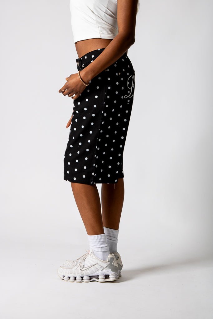 Black Polka Dot Denim Jorts - Liquor n Poker