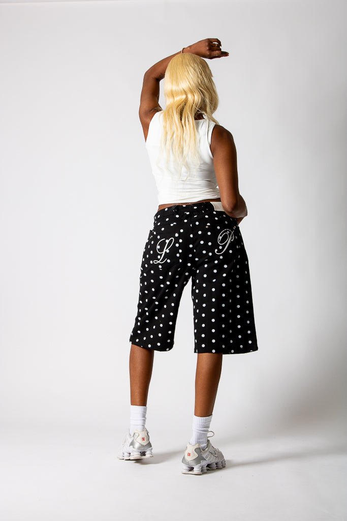 Black Polka Dot Denim Jorts - Liquor n Poker
