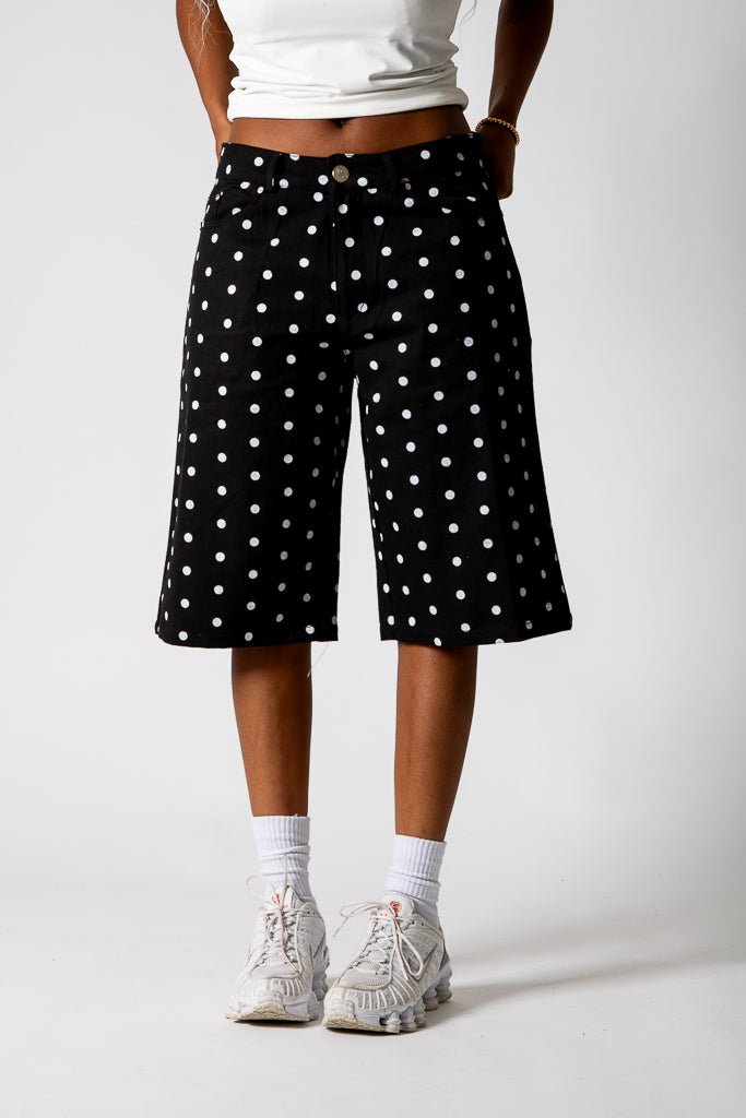Black Polka Dot Denim Jorts - Liquor n Poker