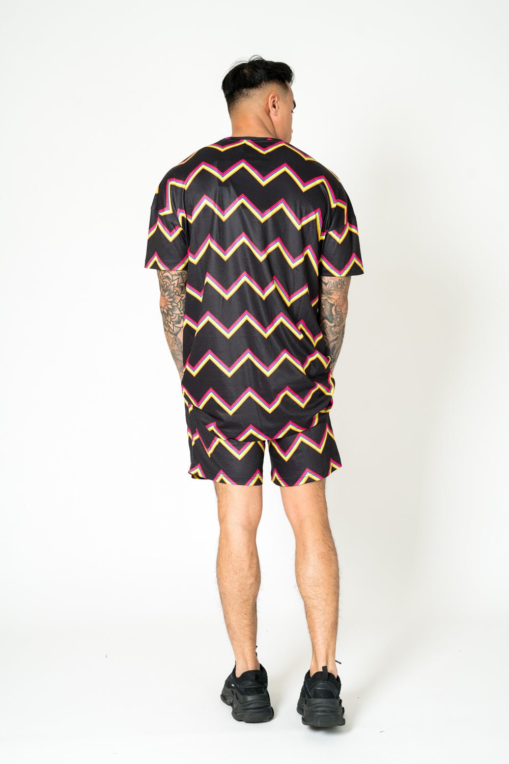 Black Relaxed Multi - Coloured Zigzag Shorts - Liquor n Poker