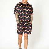 Black Relaxed Multi - Coloured Zigzag Shorts - Liquor n Poker