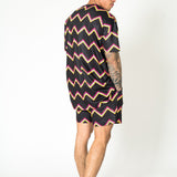 Black Relaxed Multi - Coloured Zigzag Shorts - Liquor n Poker