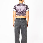 Black Ruched Varsity Cropped Tee - Liquor n Poker