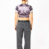 Black Ruched Varsity Cropped Tee - Liquor n Poker