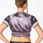 Black Ruched Varsity Cropped Tee - Liquor n Poker