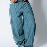 Blue Baggy Pinstripe Jeans - Liquor n Poker
