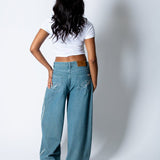 Blue Baggy Pinstripe Jeans - Liquor n Poker