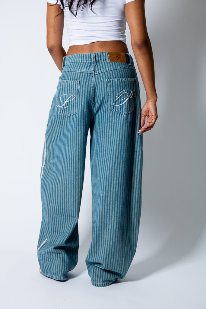 Blue Baggy Pinstripe Jeans - Liquor n Poker