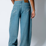 Blue Baggy Pinstripe Jeans - Liquor n Poker
