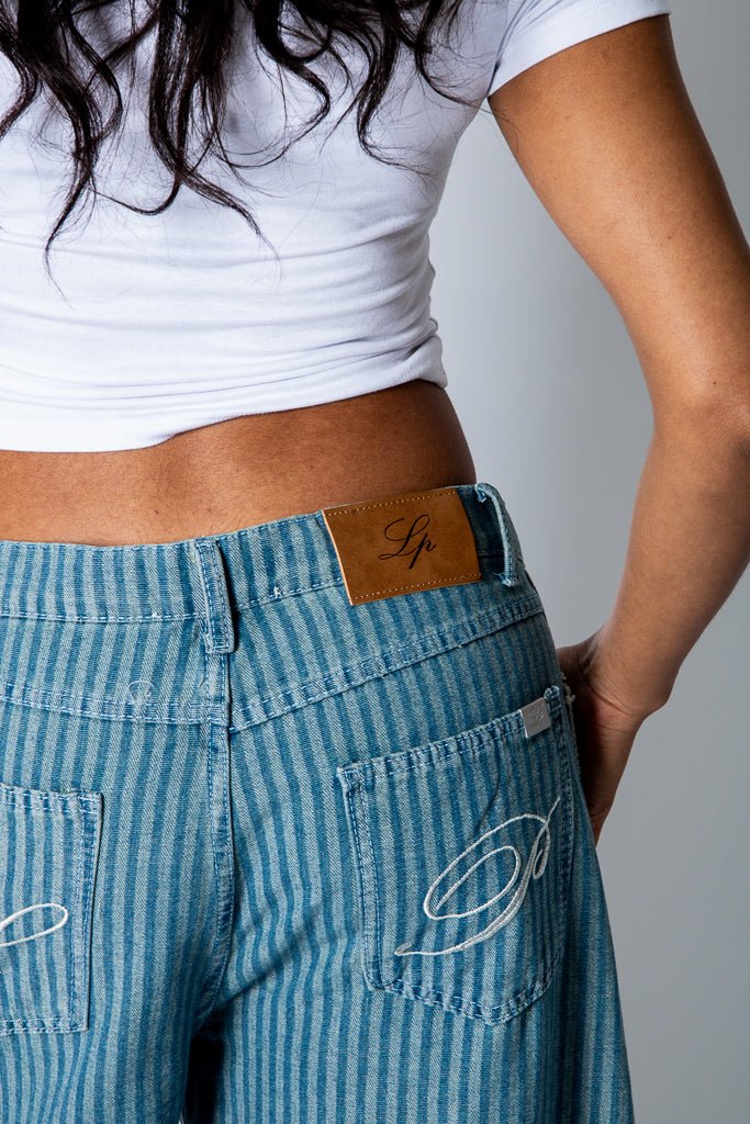 Blue Baggy Pinstripe Jeans - Liquor n Poker