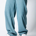 Blue Baggy Pinstripe Jeans With Embroidered Seam - Liquor n Poker