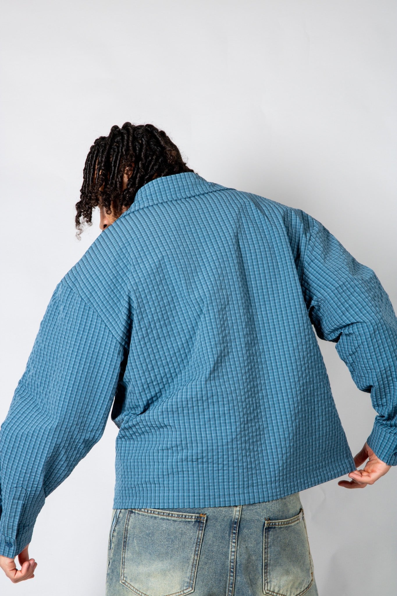 Blue Check Zip - Up Flannel Shirt - Liquor n Poker