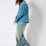 Blue Check Zip - Up Flannel Shirt - Liquor n Poker