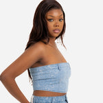 Blue Denim Floral Jacquard Bandeau - Liquor n Poker