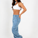 Blue Denim Floral Jacquard Cargo Jean - Liquor n Poker