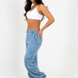 Blue Denim Floral Jacquard Cargo Jean - Liquor n Poker