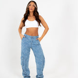 Blue Denim Floral Jacquard Cargo Jean - Liquor n Poker