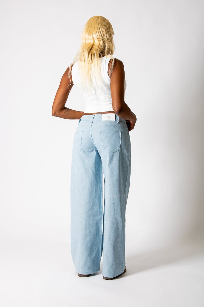 Blue Hickory Stripe Baggy Jeans - Liquor n Poker