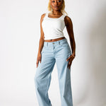 Blue Hickory Stripe Baggy Jeans - Liquor n Poker
