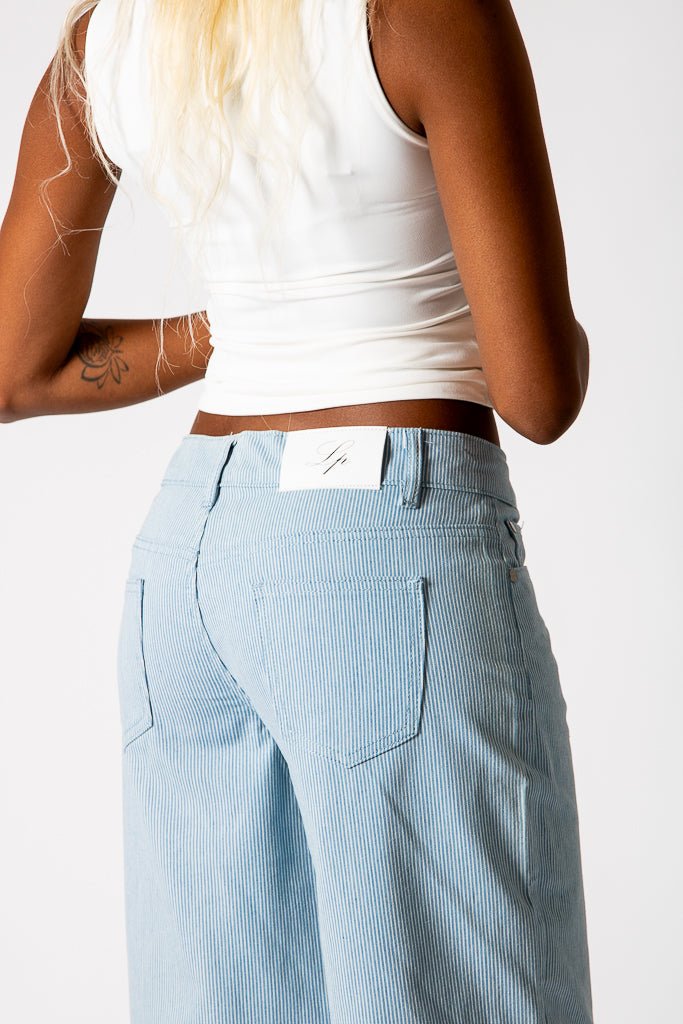 Blue Hickory Stripe Baggy Jeans - Liquor n Poker