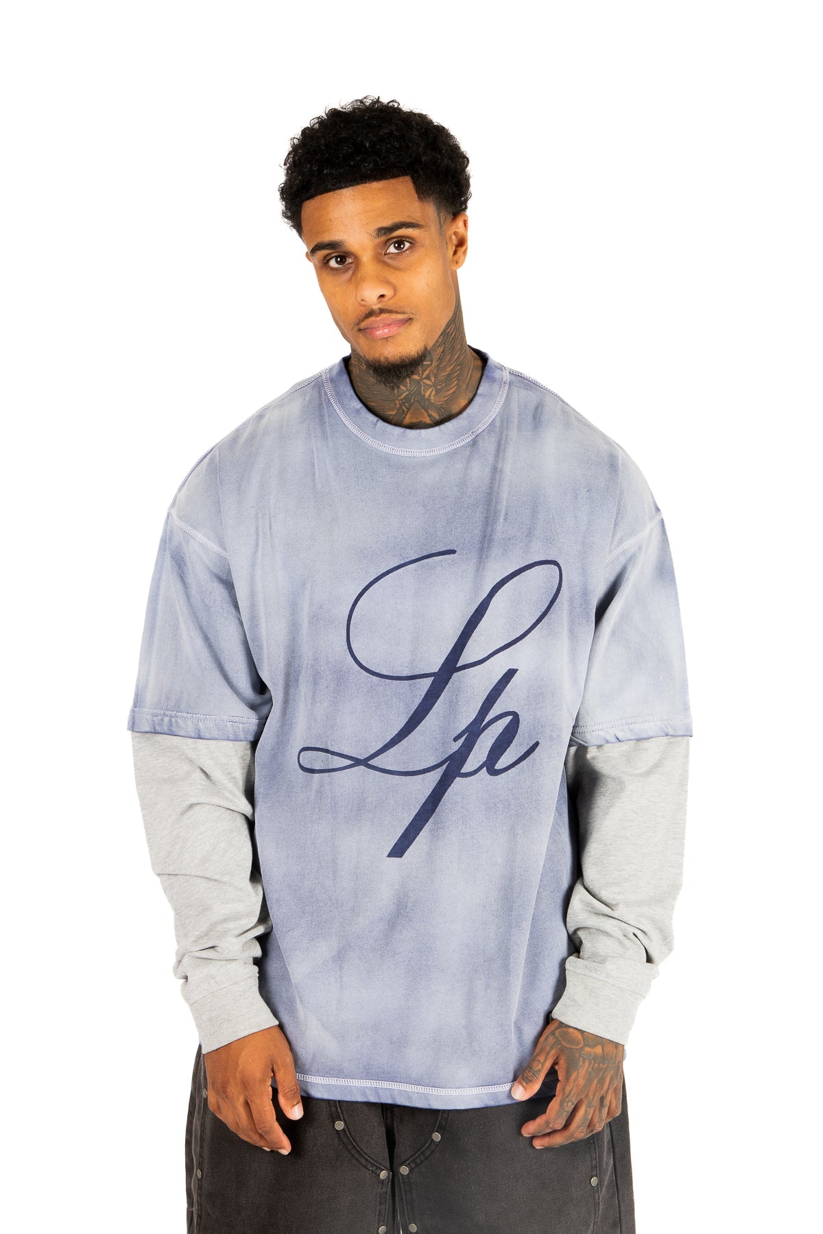 Blue Washed Jersey Long Sleeve - Liquor n Poker