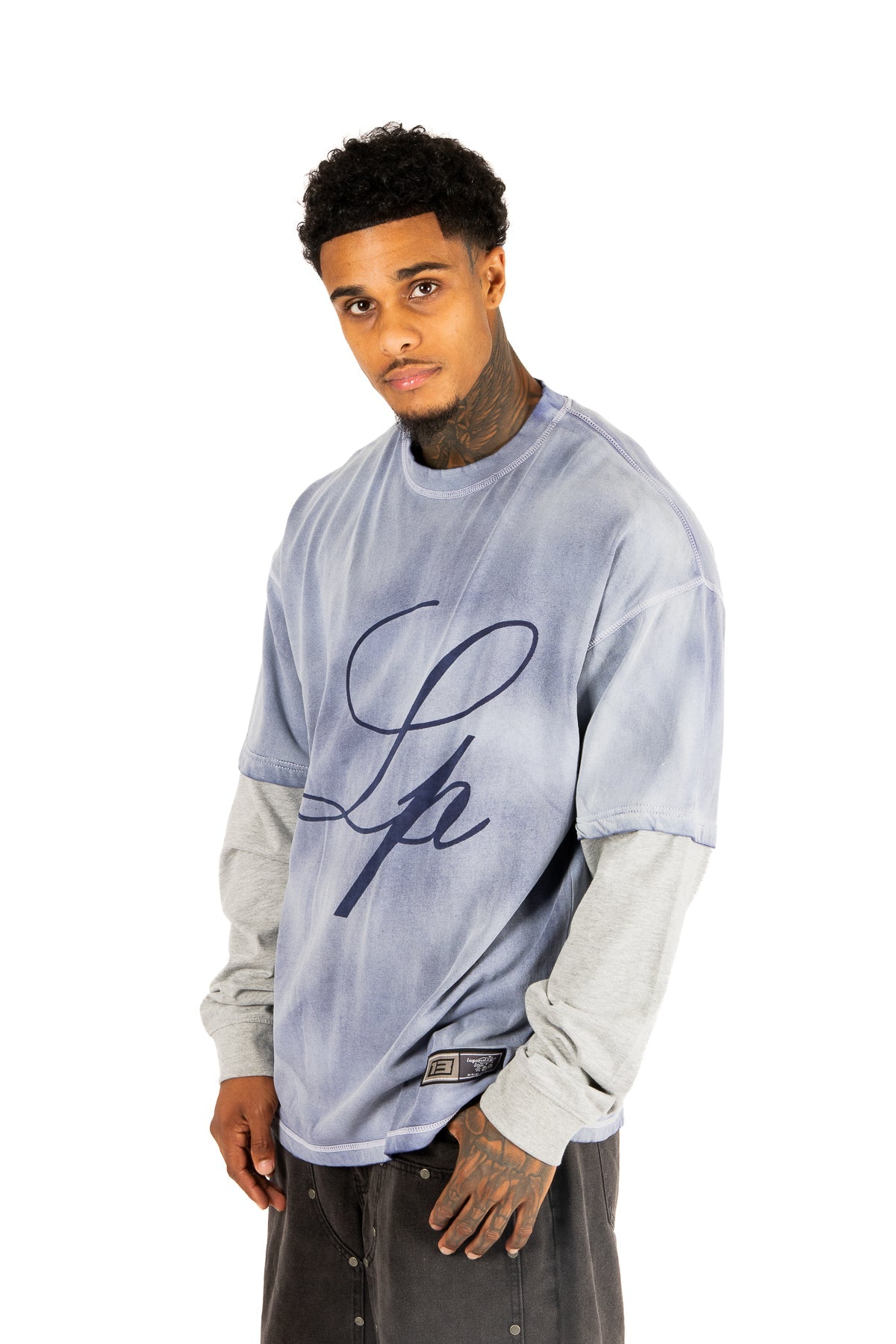 Blue Washed Jersey Long Sleeve - Liquor n Poker