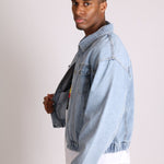 Bowie Oversized Vintage Denim Jacket With Elasticated Waist Band - Liquor n Poker