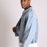 Bowie Oversized Vintage Denim Jacket With Elasticated Waist Band - Liquor n Poker