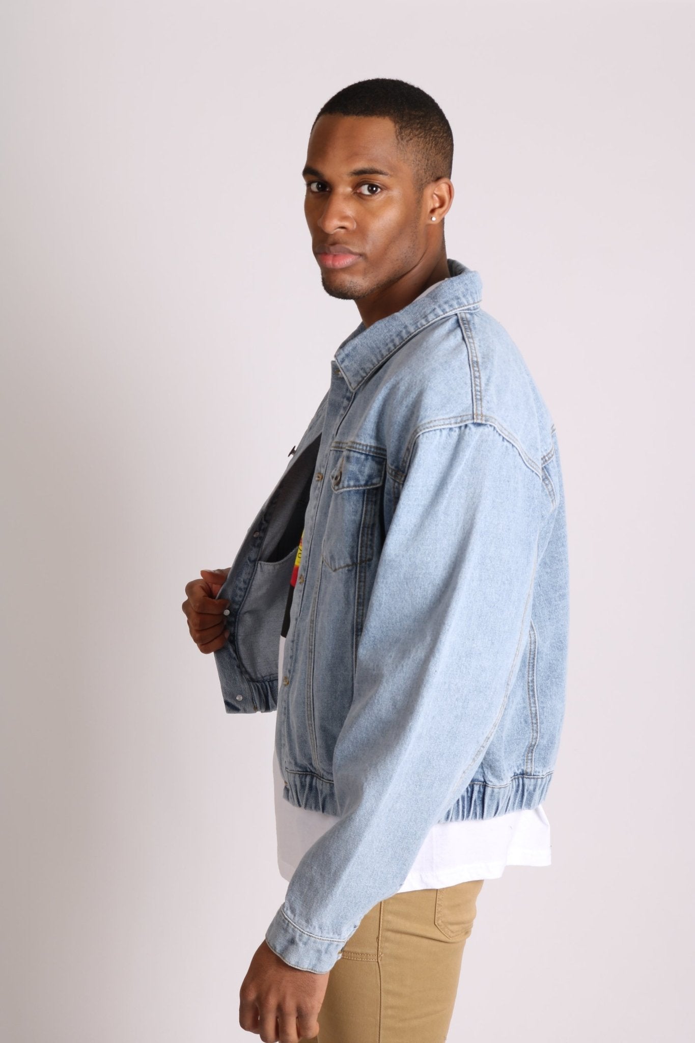 Bowie Oversized Vintage Denim Jacket With Elasticated Waist Band - Liquor n Poker