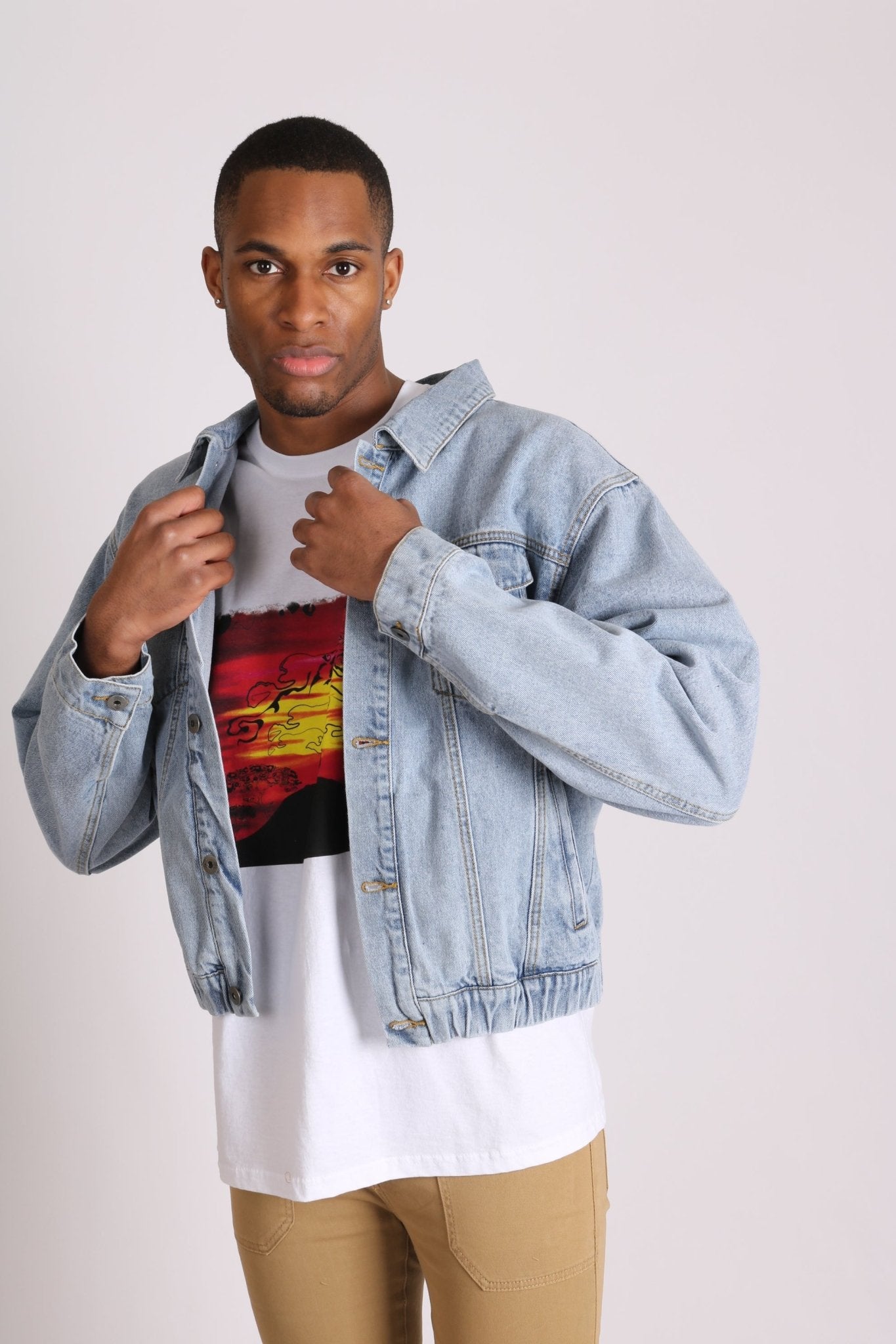 Bowie Oversized Vintage Denim Jacket With Elasticated Waist Band - Liquor n Poker