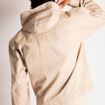 Boxy Fireman Clasp Hooded Denim Jacket in Ecru - Liquor n Poker